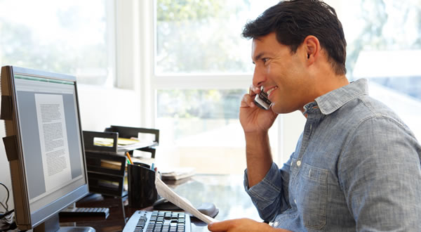 man reading computer