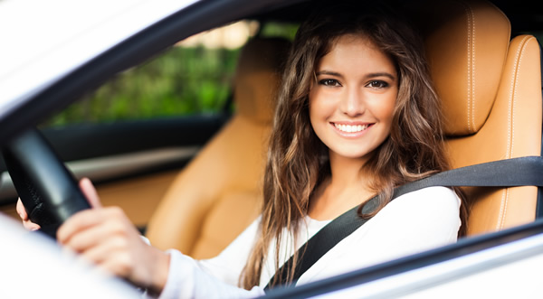 woman in car